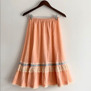 VTG peach color Mexican skirt